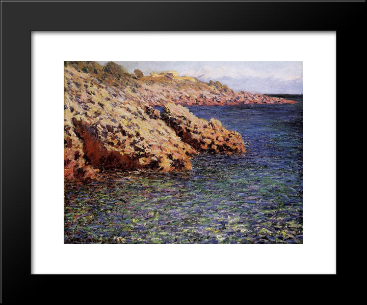 Rocks On The Mediterranean Coast 20x24 Black Modern Wood Framed Art Print Poster by Monet, Claude