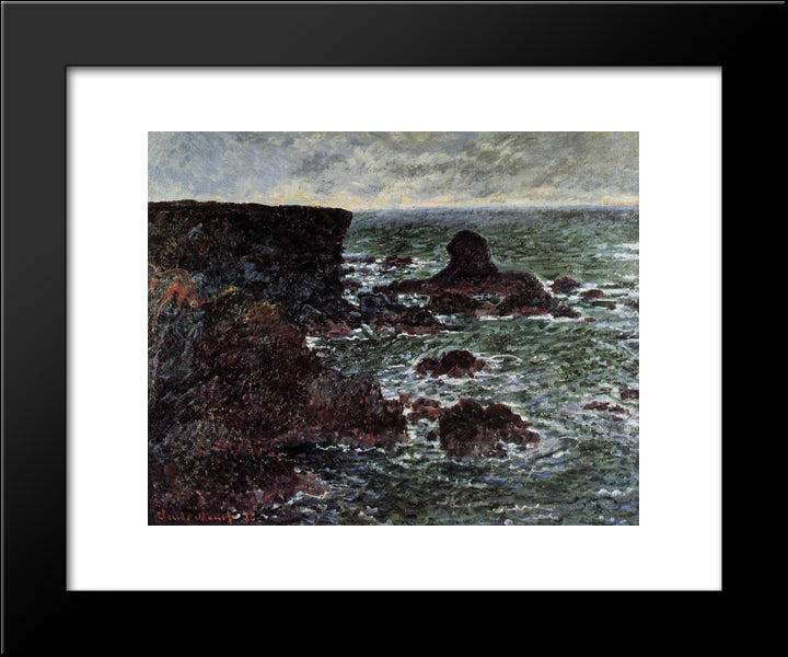 Rocky Coast And The Lion Rock, Belle-Ile 20x24 Black Modern Wood Framed Art Print Poster by Monet, Claude