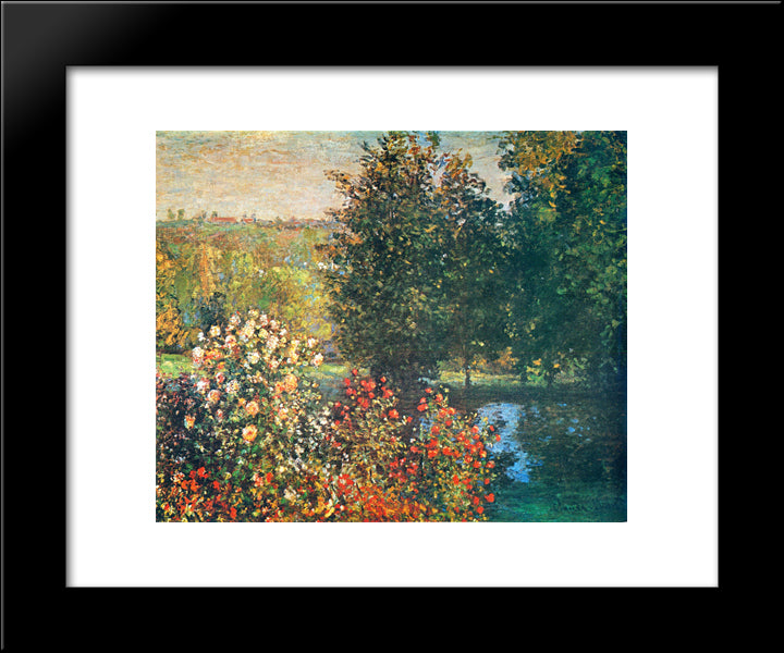 Roses In The Hoshede`S Garden At Montregon 20x24 Black Modern Wood Framed Art Print Poster by Monet, Claude