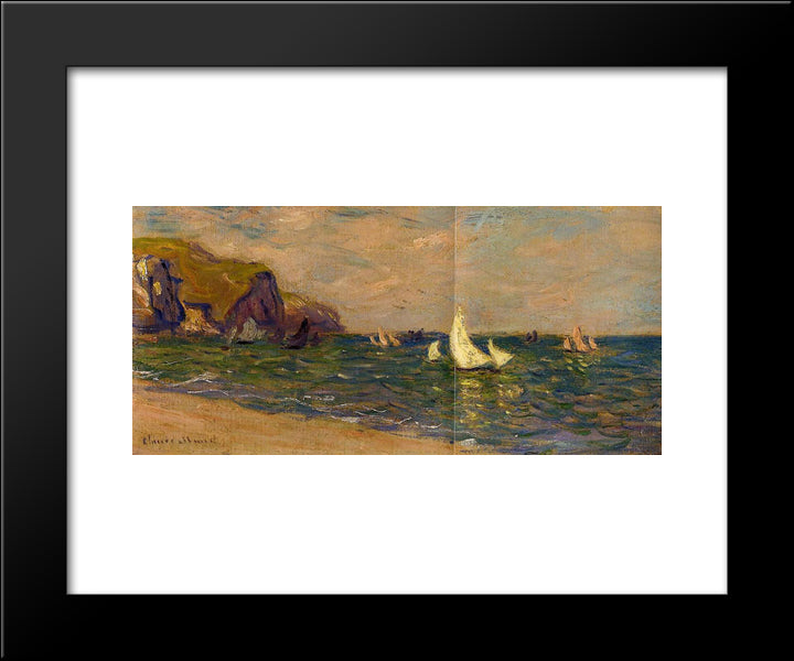 Sailboats At Sea, Pourville 20x24 Black Modern Wood Framed Art Print Poster by Monet, Claude