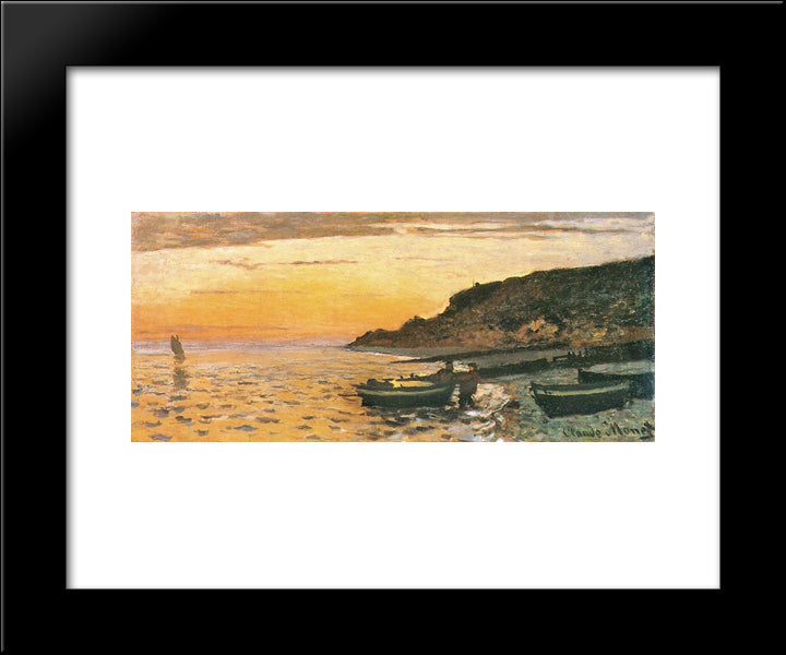 Seacoast At Saint-Adresse, Sunset 20x24 Black Modern Wood Framed Art Print Poster by Monet, Claude