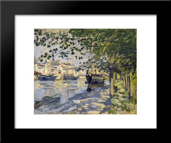 Seine At Rouen 20x24 Black Modern Wood Framed Art Print Poster by Monet, Claude