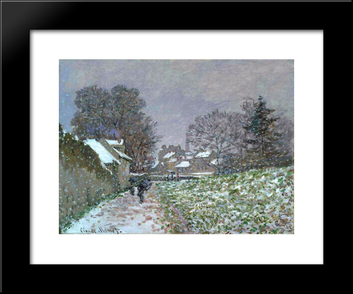 Snow At Argenteuil 02 20x24 Black Modern Wood Framed Art Print Poster by Monet, Claude