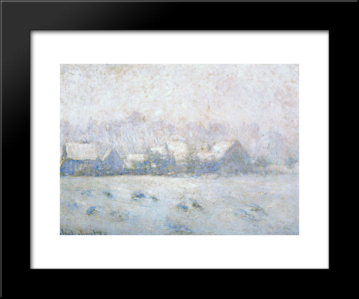 Snow Effect, Giverny 20x24 Black Modern Wood Framed Art Print Poster by Monet, Claude