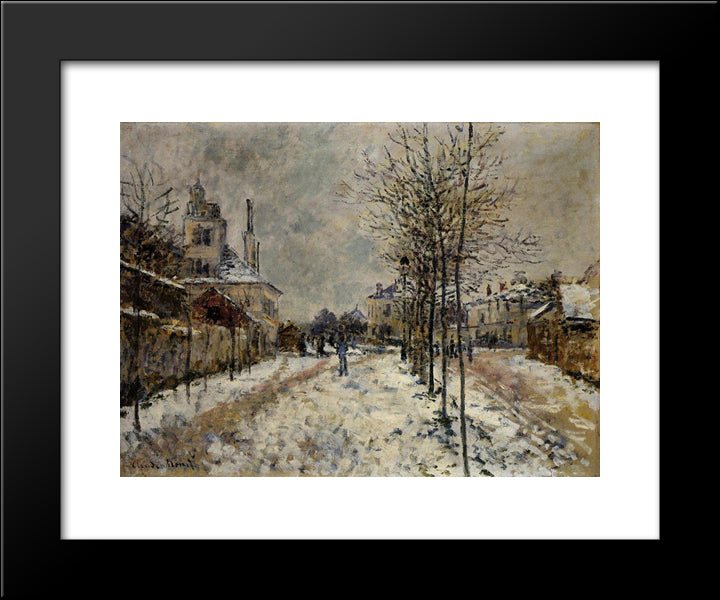 Snow Effect, The Boulevard De Pontoise At Argenteuil 20x24 Black Modern Wood Framed Art Print Poster by Monet, Claude