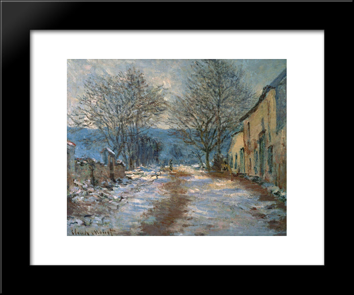 Snow Effect At Limetz 20x24 Black Modern Wood Framed Art Print Poster by Monet, Claude