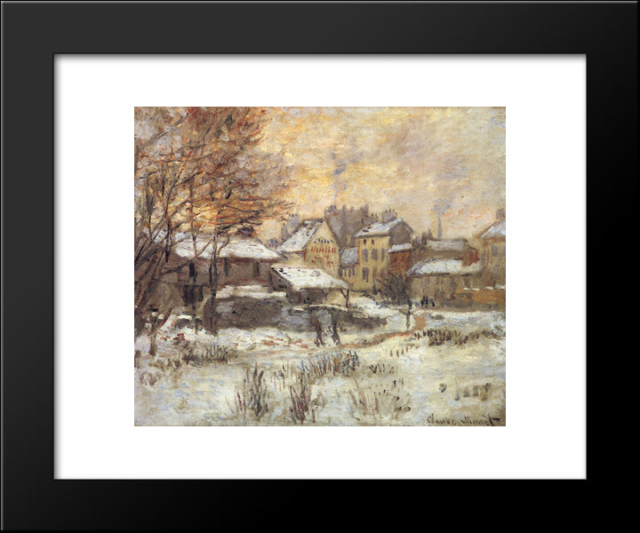 Snow Effect With Setting Sun 20x24 Black Modern Wood Framed Art Print Poster by Monet, Claude