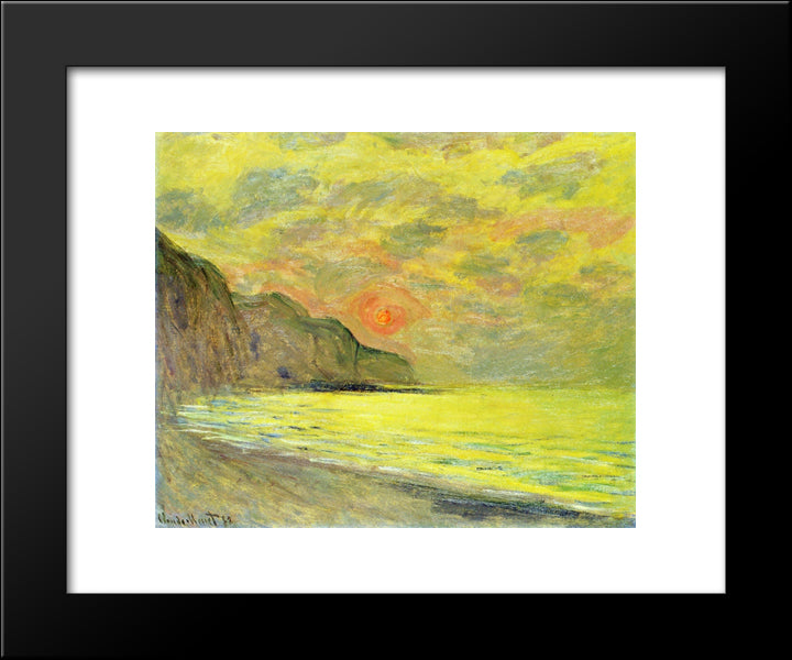 Sunset, Foggy Weather, Pourville 20x24 Black Modern Wood Framed Art Print Poster by Monet, Claude