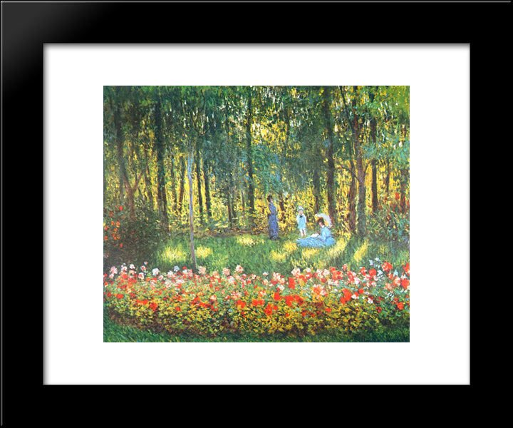 The Artist'S Family In The Garden 20x24 Black Modern Wood Framed Art Print Poster by Monet, Claude