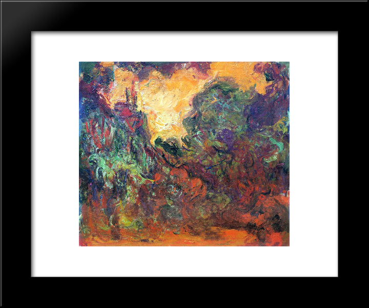 The Artist'S House, View From The Rose Garden 20x24 Black Modern Wood Framed Art Print Poster by Monet, Claude