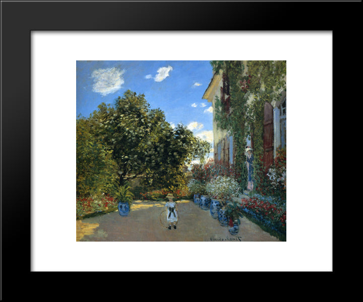 The Artist'S House At Argenteuil 20x24 Black Modern Wood Framed Art Print Poster by Monet, Claude