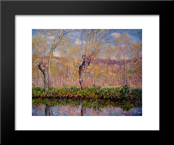 The Banks Of The River Epte In Springtime 20x24 Black Modern Wood Framed Art Print Poster by Monet, Claude