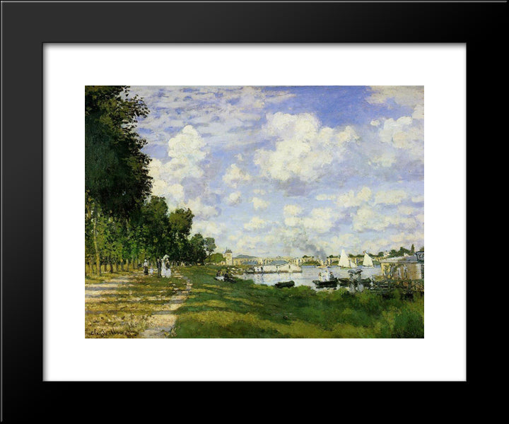The Basin At Argenteuil 20x24 Black Modern Wood Framed Art Print Poster by Monet, Claude