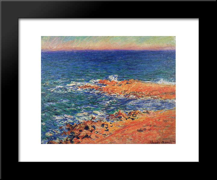 The Big Blue Sea In Antibes 20x24 Black Modern Wood Framed Art Print Poster by Monet, Claude