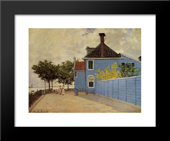 The Blue House At Zaandam 20x24 Black Modern Wood Framed Art Print Poster by Monet, Claude