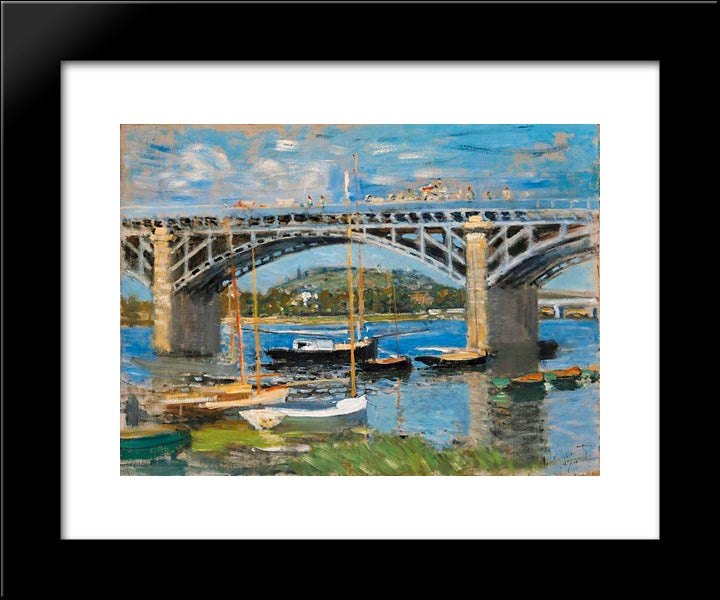 The Bridge Over The Seine 20x24 Black Modern Wood Framed Art Print Poster by Monet, Claude