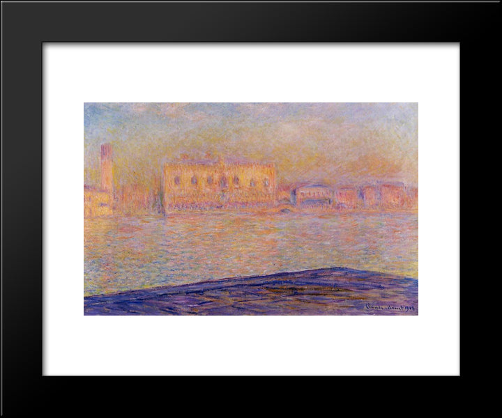 The Doges' Palace Seen From San Giorgio Maggiore 20x24 Black Modern Wood Framed Art Print Poster by Monet, Claude