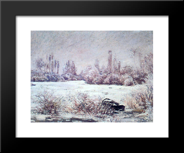 The Frost 20x24 Black Modern Wood Framed Art Print Poster by Monet, Claude