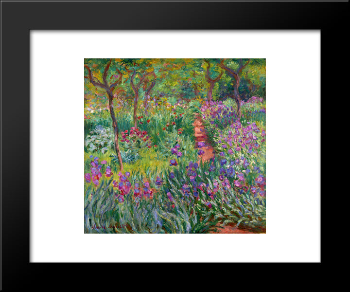 The Iris Garden At Giverny 20x24 Black Modern Wood Framed Art Print Poster by Monet, Claude
