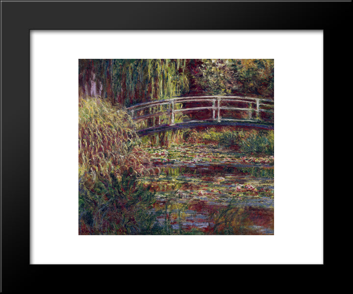 The Japanese Bridge (The Water-Lily Pond, Symphony In Rose) 20x24 Black Modern Wood Framed Art Print Poster by Monet, Claude