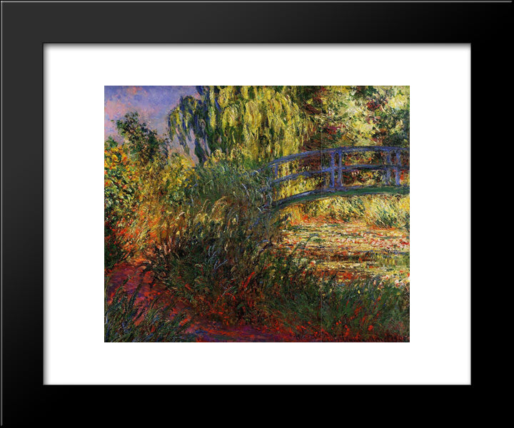 The Japanese Bridge (The Water-Lily Pond And Path By The Water) 20x24 Black Modern Wood Framed Art Print Poster by Monet, Claude