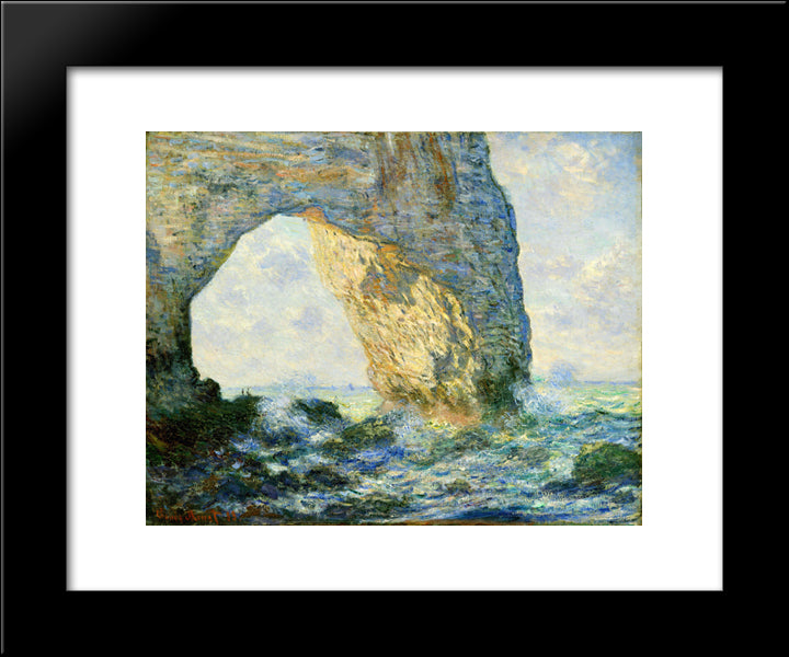 The Manneport, Rock Arch West Of Etretat 20x24 Black Modern Wood Framed Art Print Poster by Monet, Claude