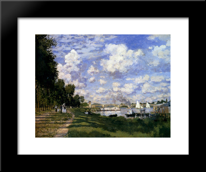 The Marina At Argenteuil 20x24 Black Modern Wood Framed Art Print Poster by Monet, Claude