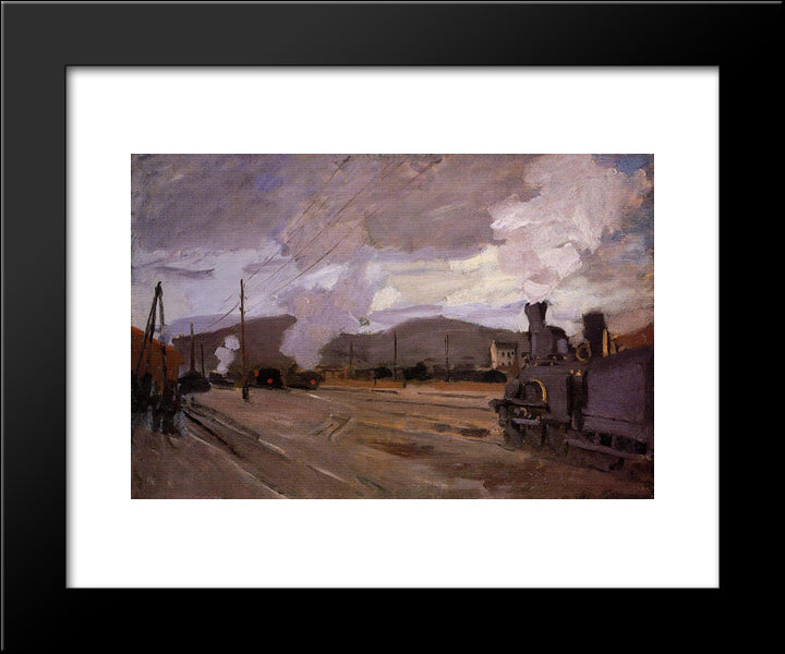 The Railroad Station At Argenteuil 20x24 Black Modern Wood Framed Art Print Poster by Monet, Claude
