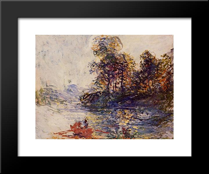 The River 20x24 Black Modern Wood Framed Art Print Poster by Monet, Claude