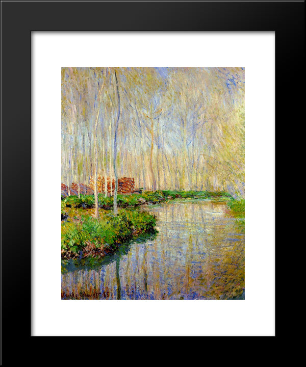 The River Epte 20x24 Black Modern Wood Framed Art Print Poster by Monet, Claude