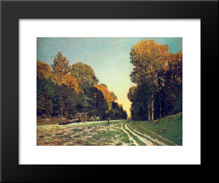 The Road From Chailly To Fontainebleau 20x24 Black Modern Wood Framed Art Print Poster by Monet, Claude