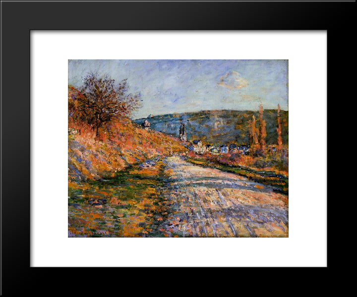 The Road To Vetheuil 20x24 Black Modern Wood Framed Art Print Poster by Monet, Claude