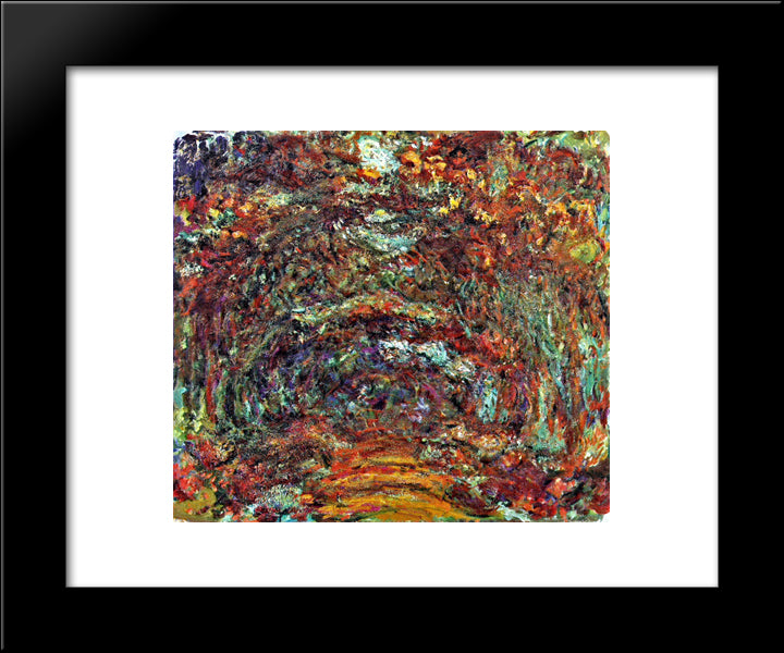 The Rose Path, Giverny 20x24 Black Modern Wood Framed Art Print Poster by Monet, Claude