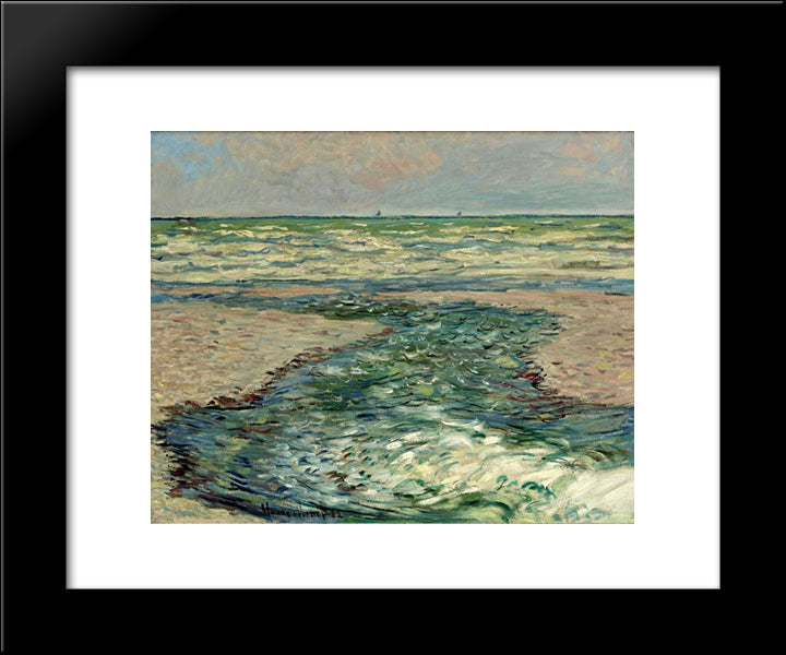 The Seacoast Of Pourville, Low Tide 20x24 Black Modern Wood Framed Art Print Poster by Monet, Claude