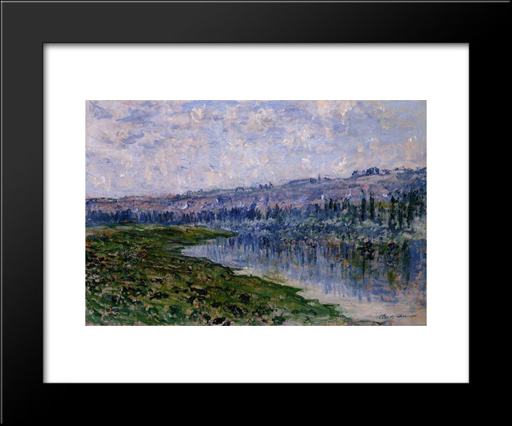 The Seine And The Chaantemesle Hills 20x24 Black Modern Wood Framed Art Print Poster by Monet, Claude