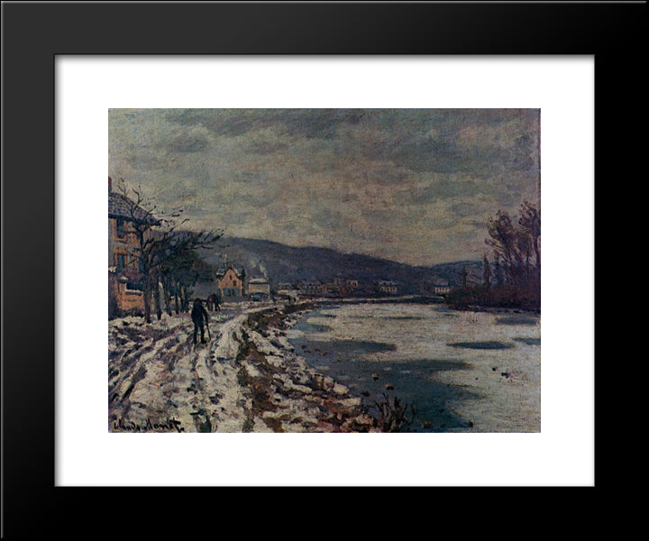 The Seine At Bougival 20x24 Black Modern Wood Framed Art Print Poster by Monet, Claude