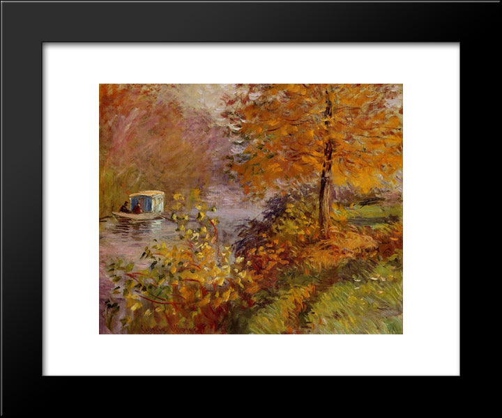 The Studio Boat 20x24 Black Modern Wood Framed Art Print Poster by Monet, Claude