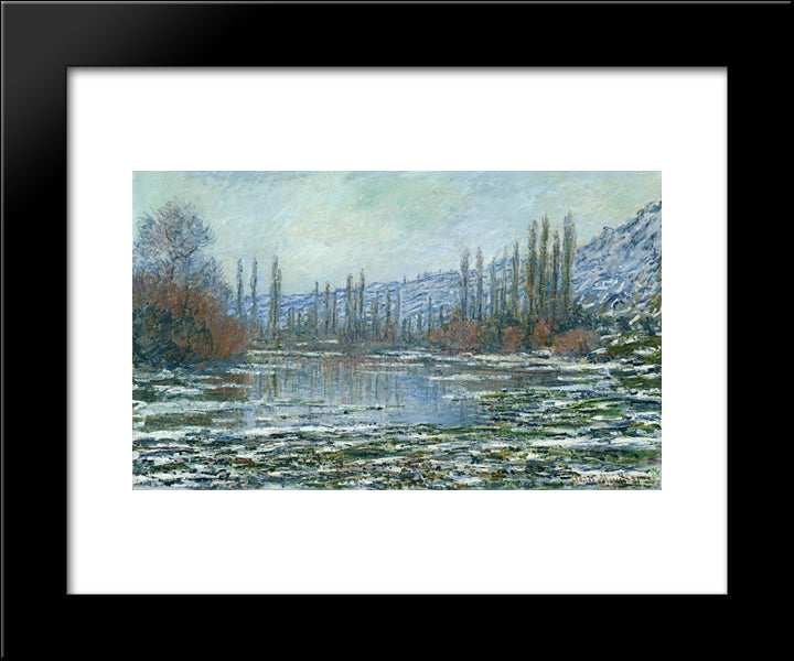 The Thaw At Vetheuil 20x24 Black Modern Wood Framed Art Print Poster by Monet, Claude