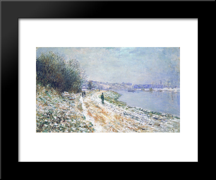 The Tow Path At Argenteuil, Winter 20x24 Black Modern Wood Framed Art Print Poster by Monet, Claude