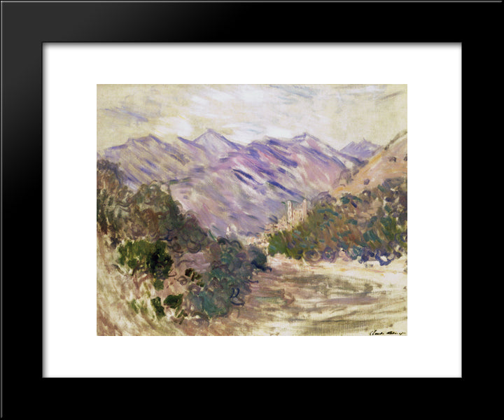 The Valley Of The Nervia With Dolceacqua 20x24 Black Modern Wood Framed Art Print Poster by Monet, Claude