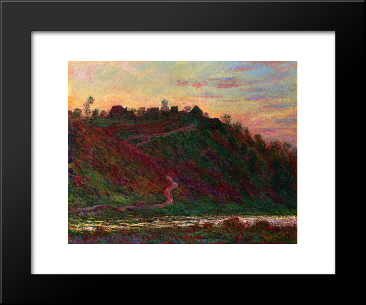 The Village Of La Roche-Blond, Sunset 20x24 Black Modern Wood Framed Art Print Poster by Monet, Claude