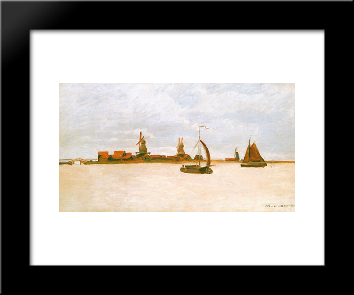 The Voorzaan 20x24 Black Modern Wood Framed Art Print Poster by Monet, Claude