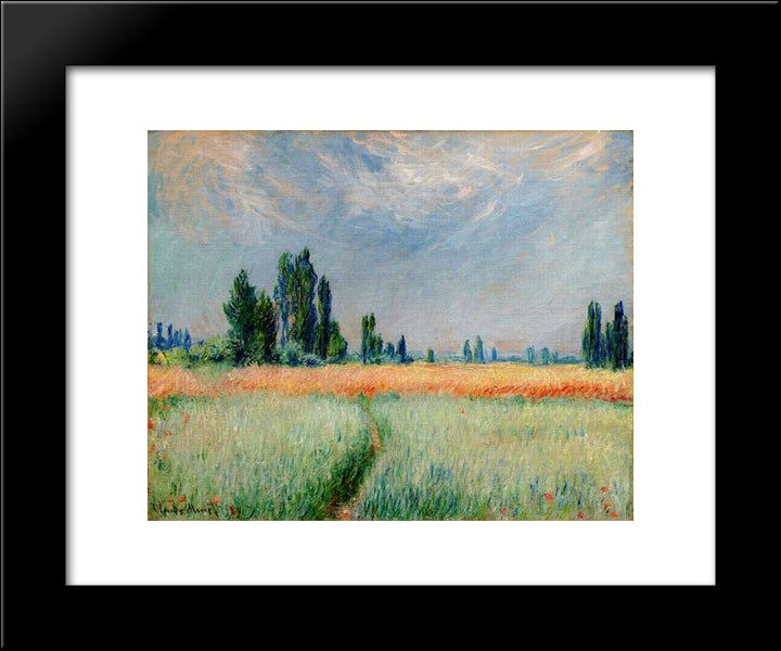 The Wheat Field 20x24 Black Modern Wood Framed Art Print Poster by Monet, Claude