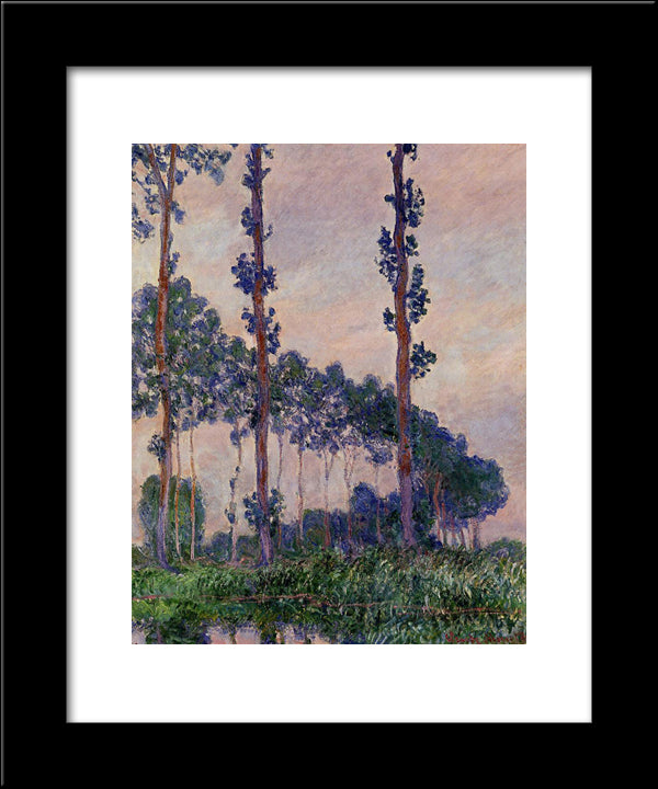 Three Trees In Grey Weather 20x24 Black Modern Wood Framed Art Print Poster by Monet, Claude