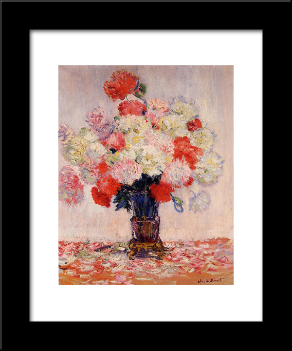 Vase Of Peonies 20x24 Black Modern Wood Framed Art Print Poster by Monet, Claude