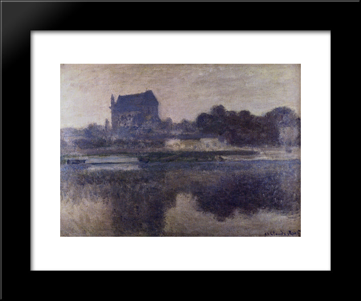Vernon Church In Fog 20x24 Black Modern Wood Framed Art Print Poster by Monet, Claude