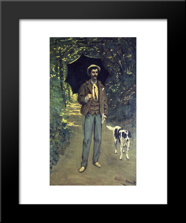 Victor Jacquemont Holding A Parasol 20x24 Black Modern Wood Framed Art Print Poster by Monet, Claude