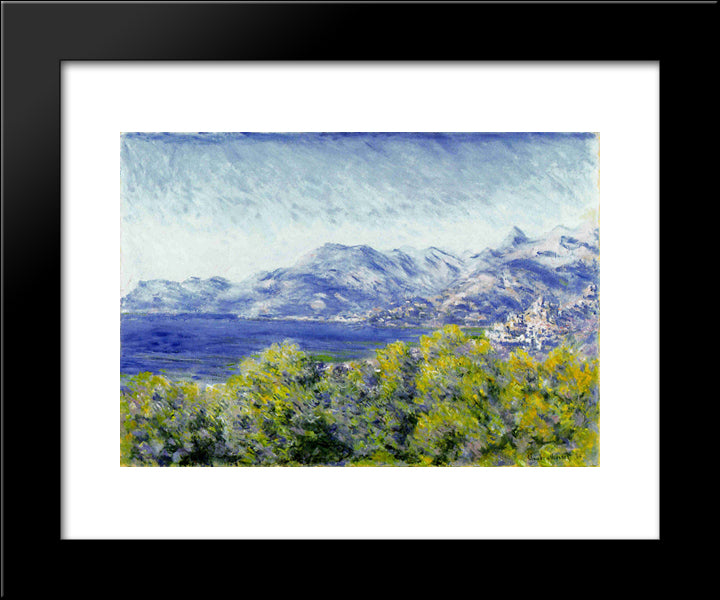 View Of Ventimiglia 20x24 Black Modern Wood Framed Art Print Poster by Monet, Claude