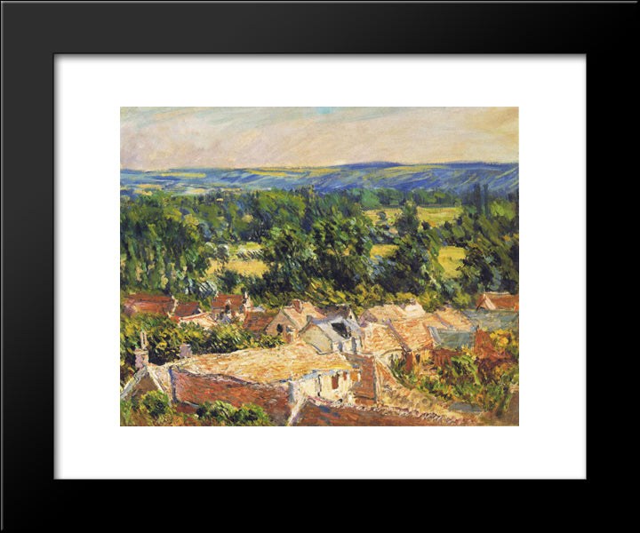 View On Village Of Giverny 20x24 Black Modern Wood Framed Art Print Poster by Monet, Claude