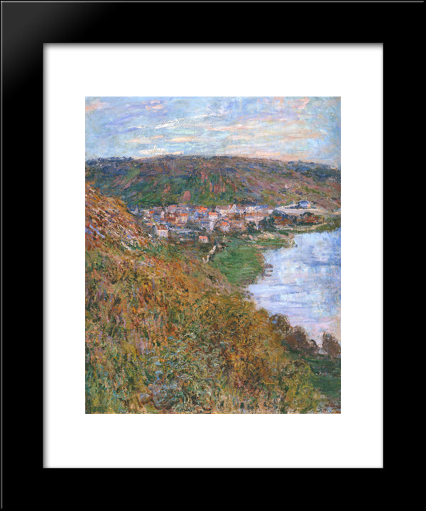 View Over Vetheuil 20x24 Black Modern Wood Framed Art Print Poster by Monet, Claude